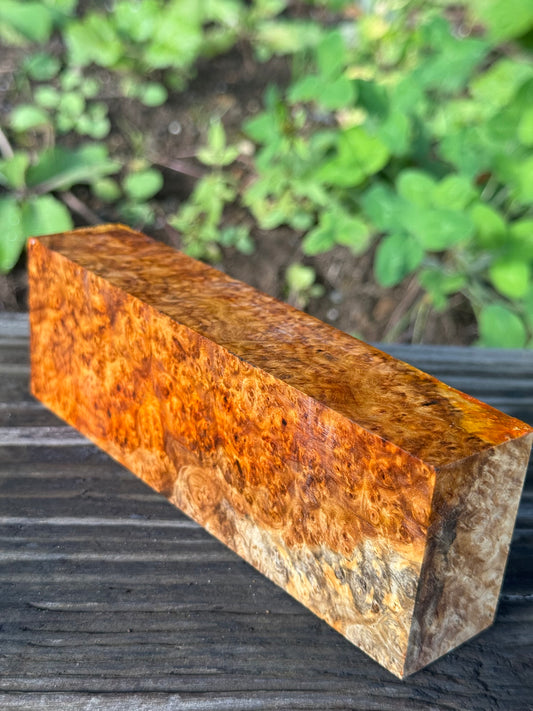 AB3 Stabilized Amboyna Burl – Knife Handle, 1911 Grip & Turning Blank