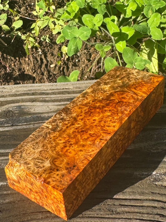 AB5 Stabilized Amboyna Burl – Knife Handle, 1911 Grip & Turning Blank