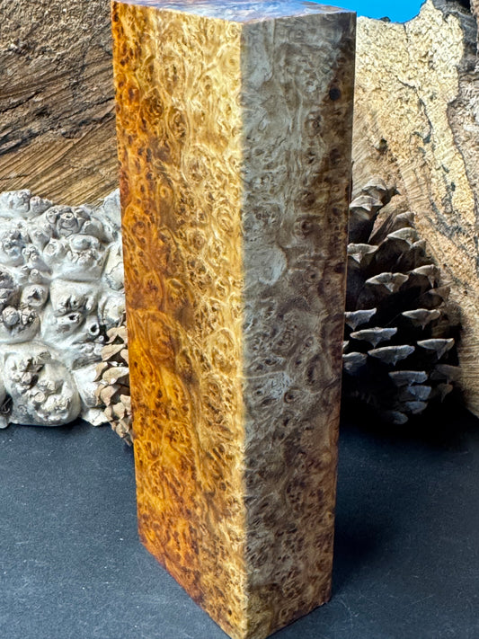 Stabilized K&G Amboyna Burl – Knife Handle, 1911 Grip & Turning Blank AB15
