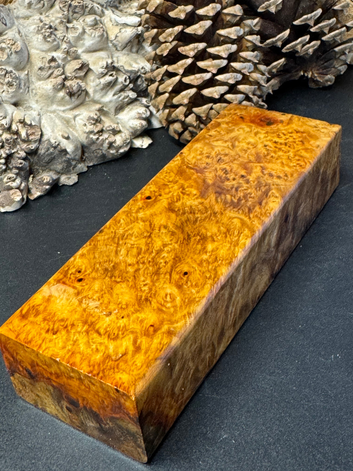 Stabilized K&G Amboyna Burl – Knife Handle, 1911 Grip & Turning Blank AB19