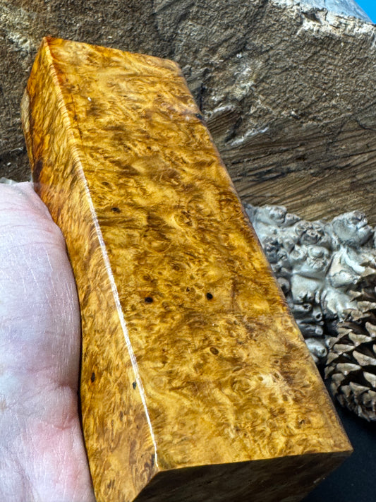 Stabilized K&G Amboyna Burl – Knife Handle, 1911 Grip & Turning Blank AB20
