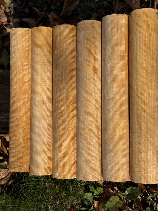 6- 2-1/8" X 12" long New England Flame Birch Game Call Turning rounds AAA