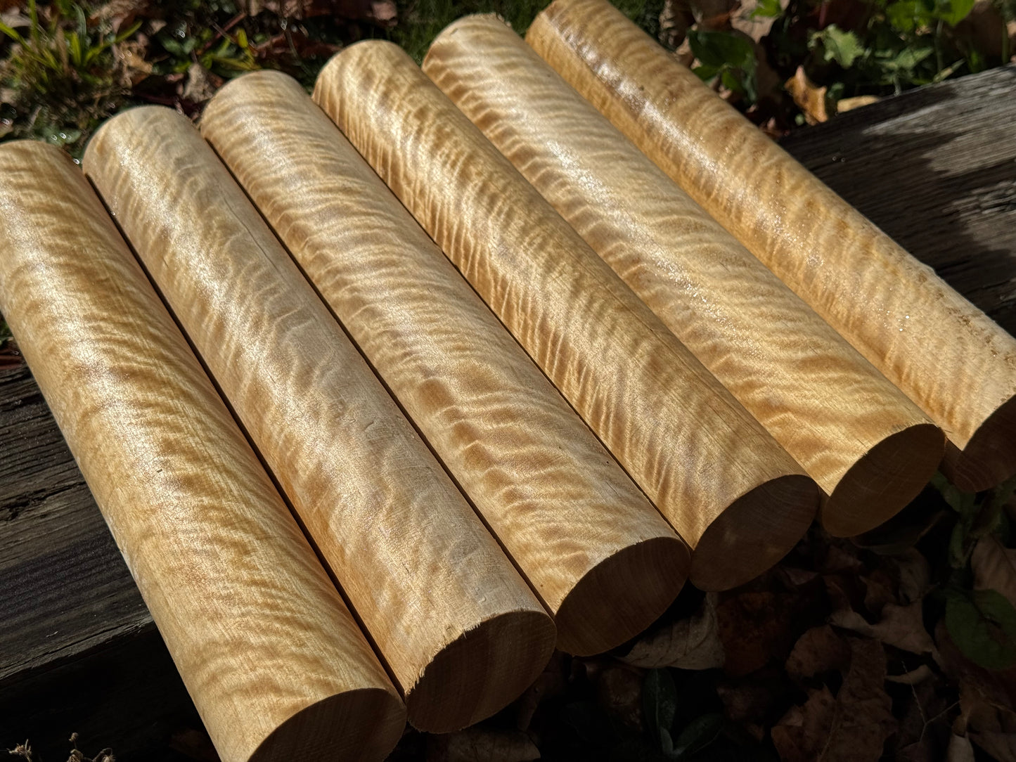 6- 2-1/8" X 12" long New England Flame Birch Game Call Turning rounds AAA