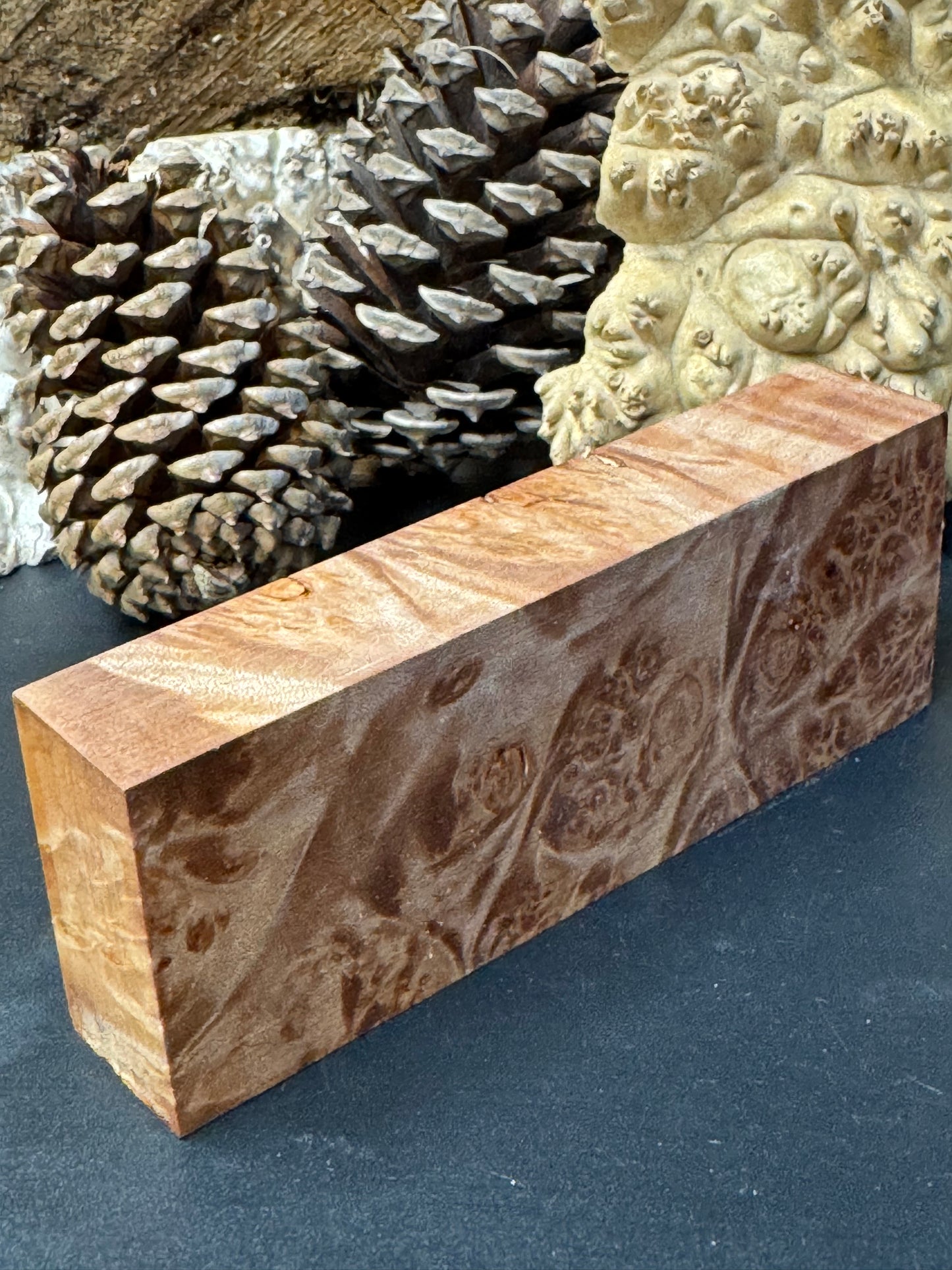 BLM56 Stabilized Big Leaf Maple Burl Knife Scales 1911 Grips Natural Burl