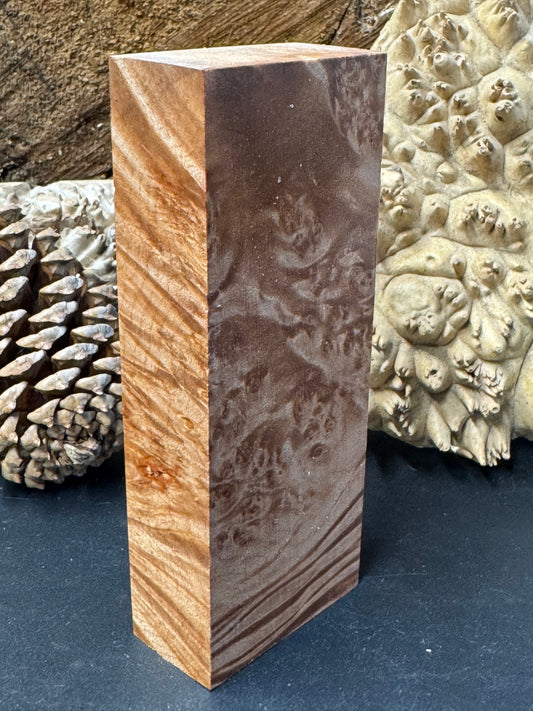 BLM58 Stabilized Big Leaf Maple Burl Knife Scales 1911 Grips Natural Burl