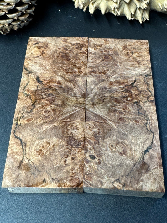RM2 Stabilized Roasted Big Leaf Maple Burl Knife Scales 1911 Grips Natural Burl
