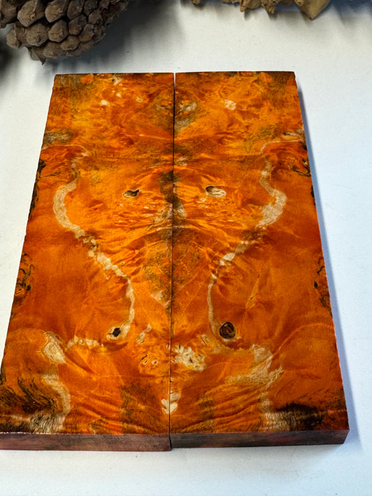 BE71 Stabilized Box Elder Burl Knife Scales / 1911 Grips – Premium Burl Wood Handle Material
