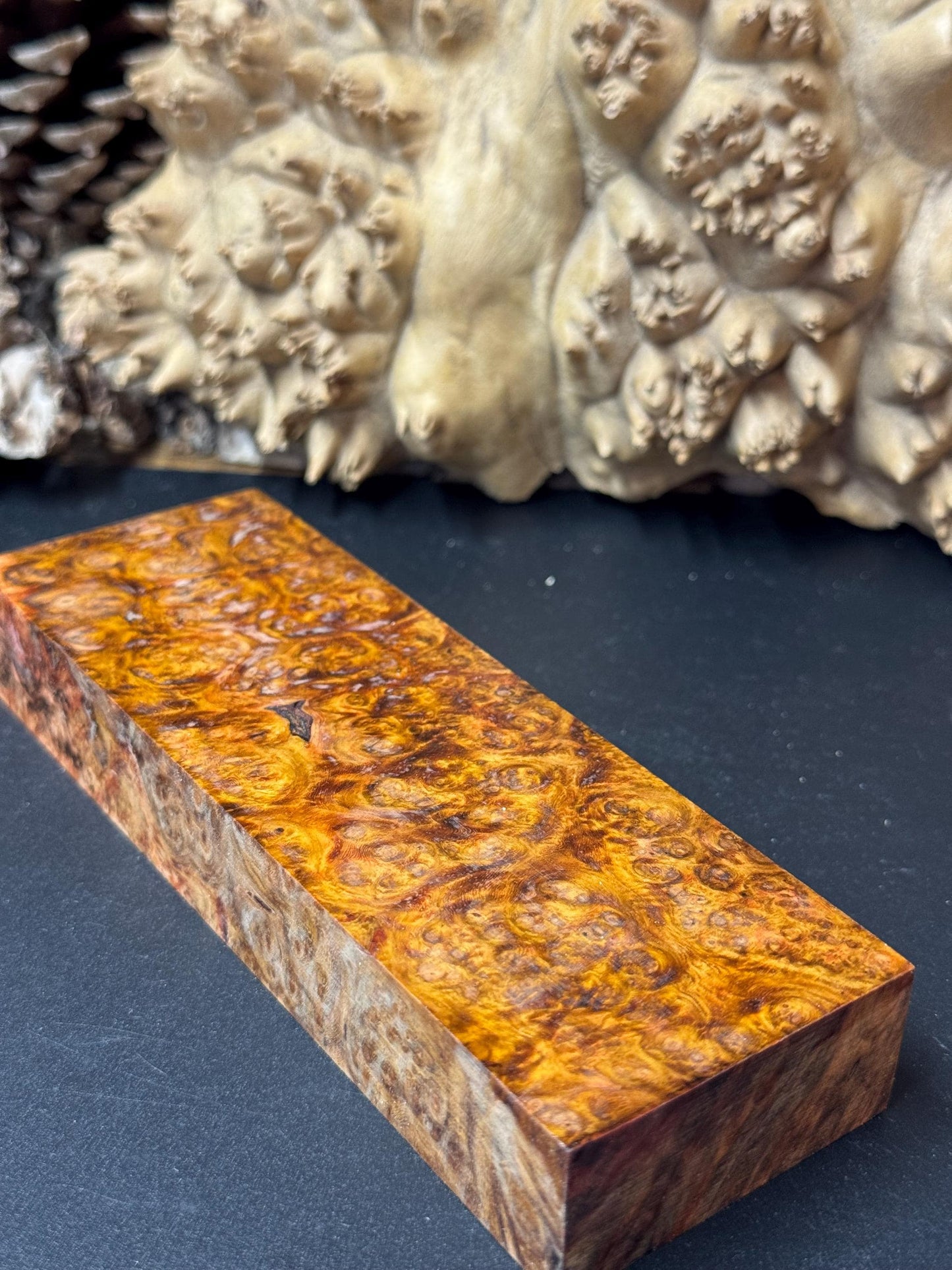 Stabilized Amboyna Burl Turning Block/ 1911 Grips / Knife Block AB3