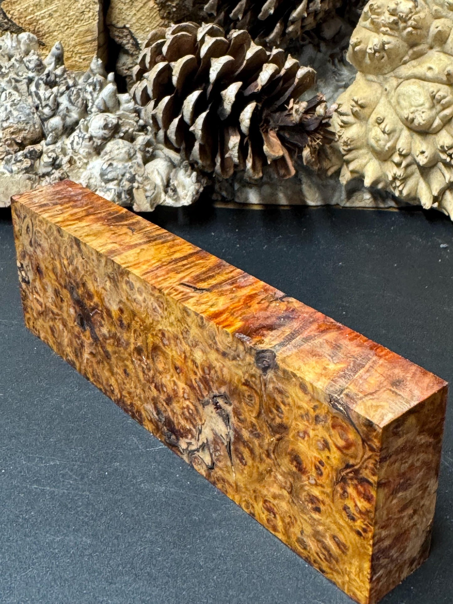 Stabilized Amboyna Burl Turning Block/ 1911 Grips / Knife Block AB17