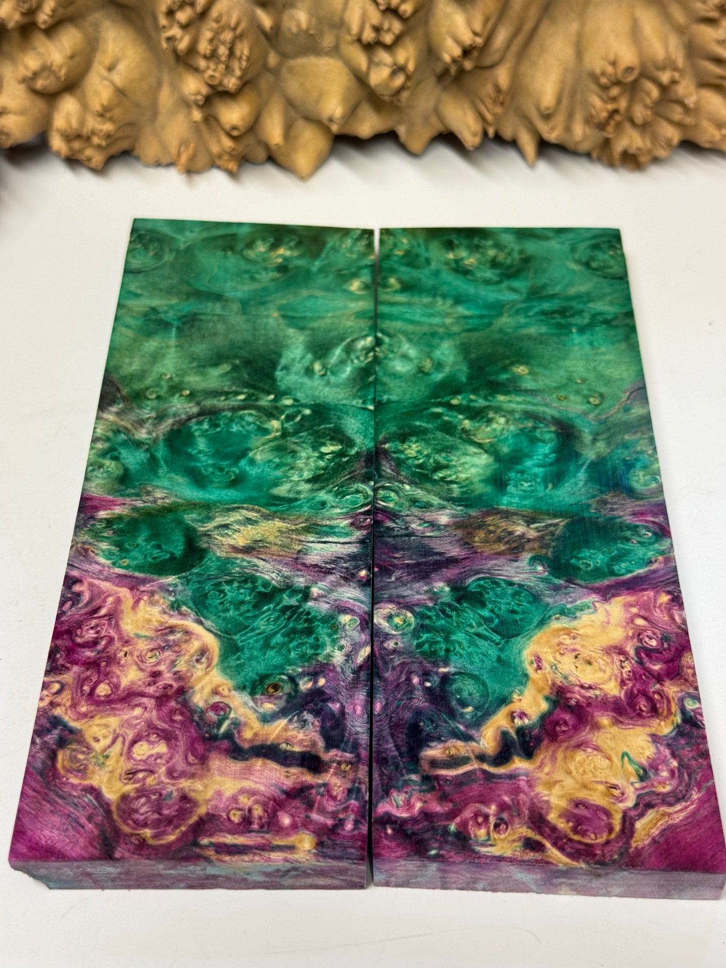 BE4 Stabilized Box Elder Burl Knife Scales / 1911 Grips – Premium Burl Wood Handle Material