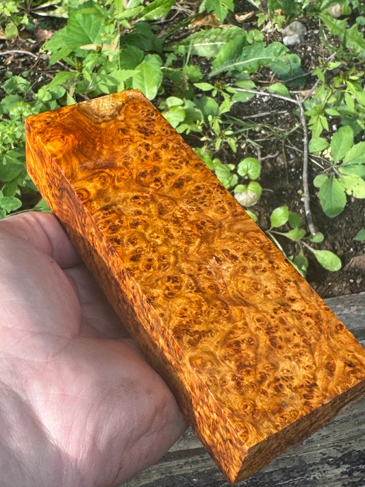 AB5 Stabilized Amboyna Burl – Knife Handle, 1911 Grip & Turning Blank