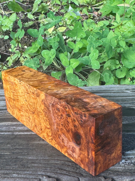 AB8 Stabilized Amboyna Burl – Knife Handle, 1911 Grip & Turning Blank