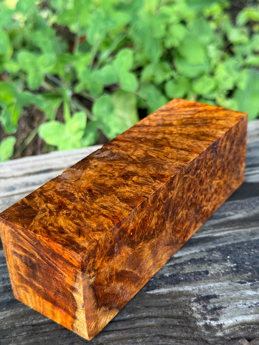 AB9 Stabilized Amboyna Burl – Knife Handle, 1911 Grip & Turning Blank
