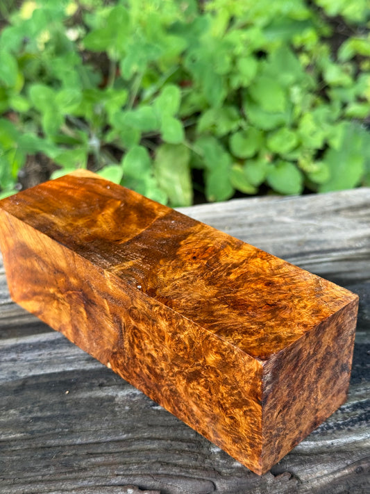 AB9 Stabilized Amboyna Burl – Knife Handle, 1911 Grip & Turning Blank