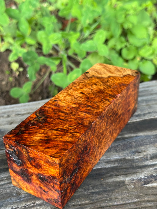 AB10 Stabilized Amboyna Burl – Knife Handle, 1911 Grip & Turning Blank