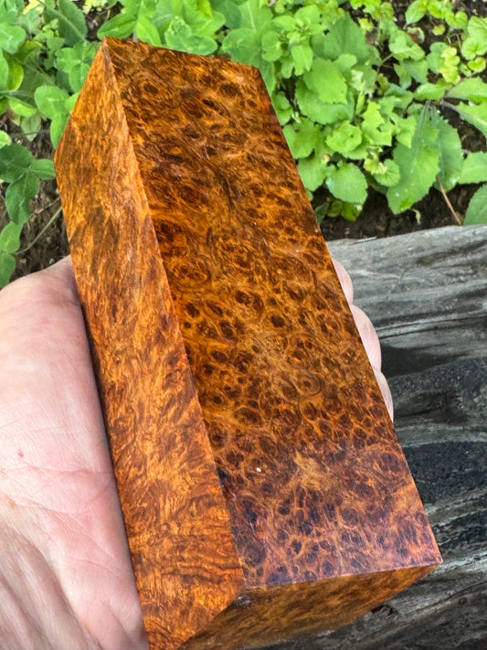 AB11 Stabilized Amboyna Burl – Knife Handle, 1911 Grip & Turning Blank