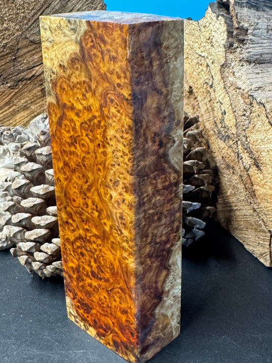 Stabilized K&G Amboyna Burl – Knife Handle, 1911 Grip & Turning Blank AB12