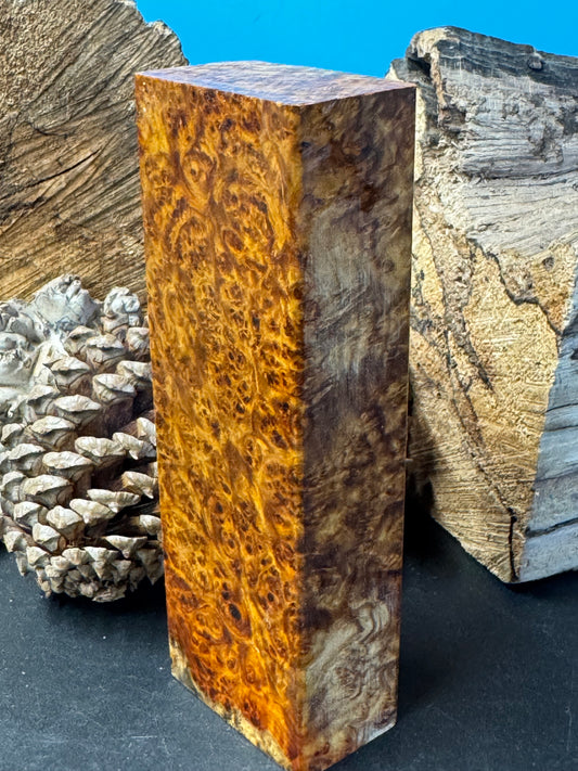 Stabilized K&G Amboyna Burl – Knife Handle, 1911 Grip & Turning Blank AB13