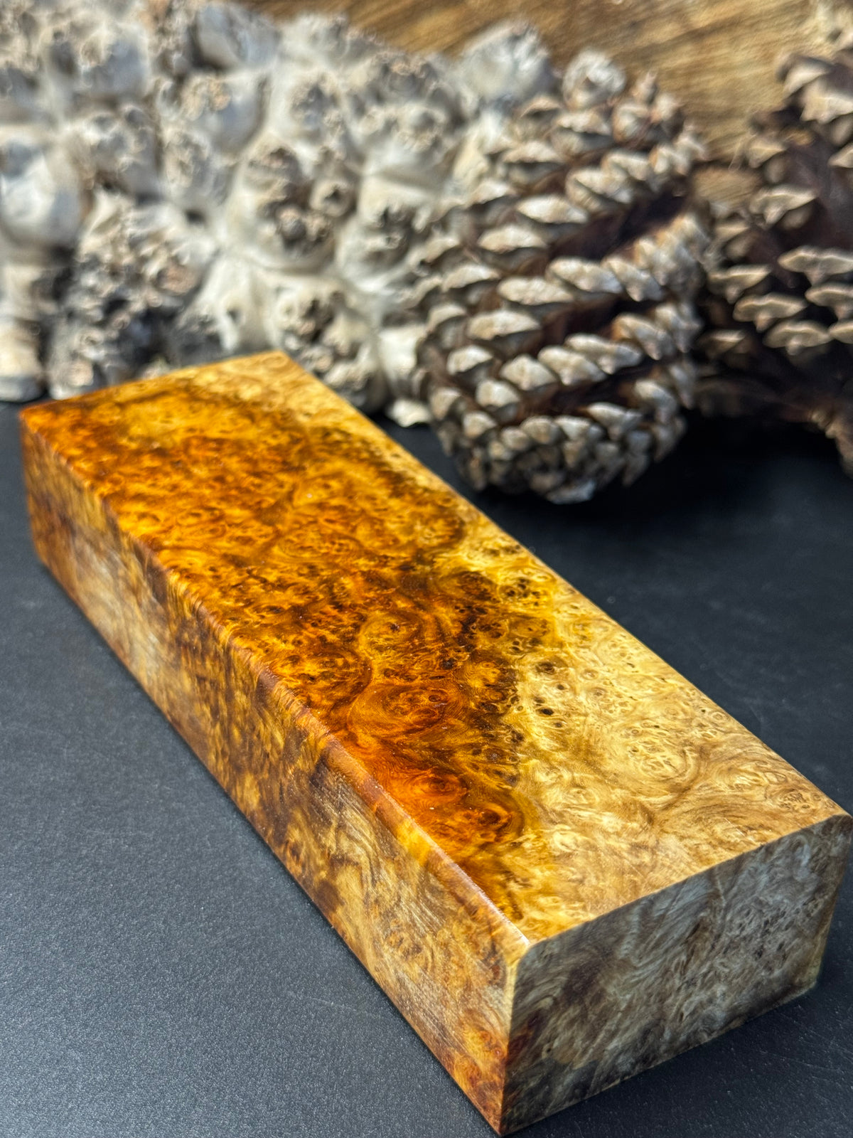 Stabilized K&G Amboyna Burl – Knife Handle, 1911 Grip & Turning Blank AB13