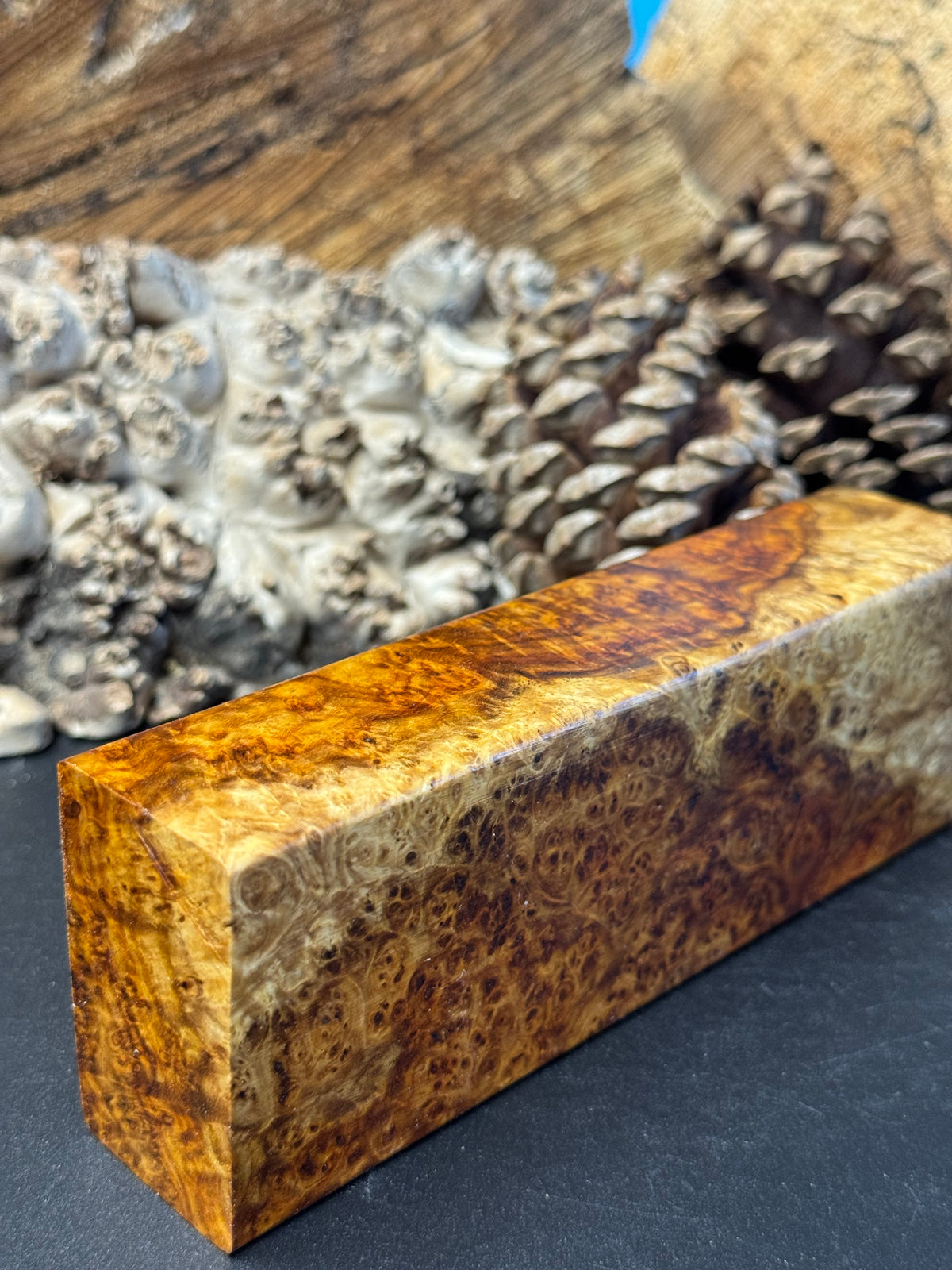 Stabilized K&G Amboyna Burl – Knife Handle, 1911 Grip & Turning Blank AB13