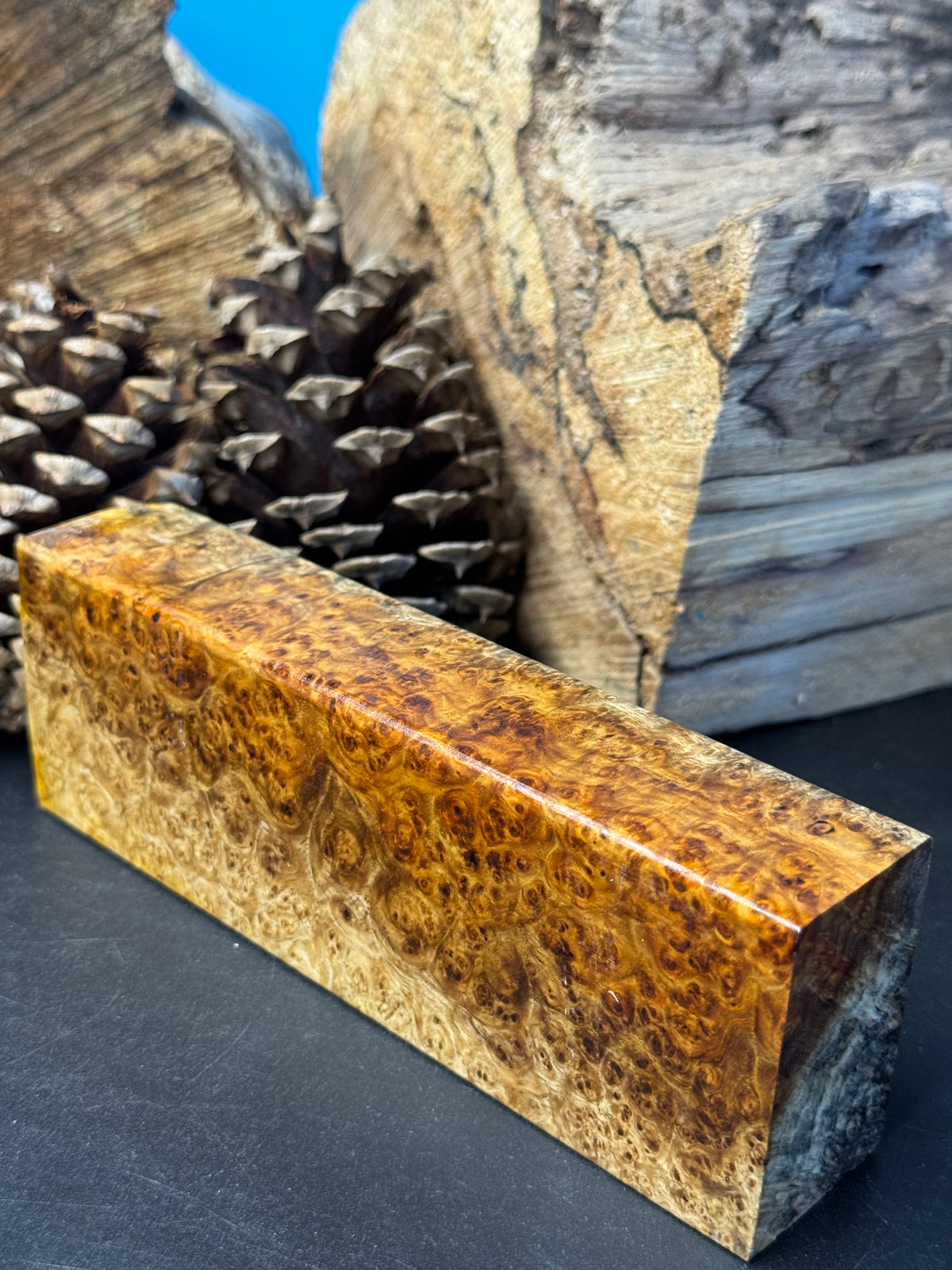 Stabilized K&G Amboyna Burl – Knife Handle, 1911 Grip & Turning Blank AB14