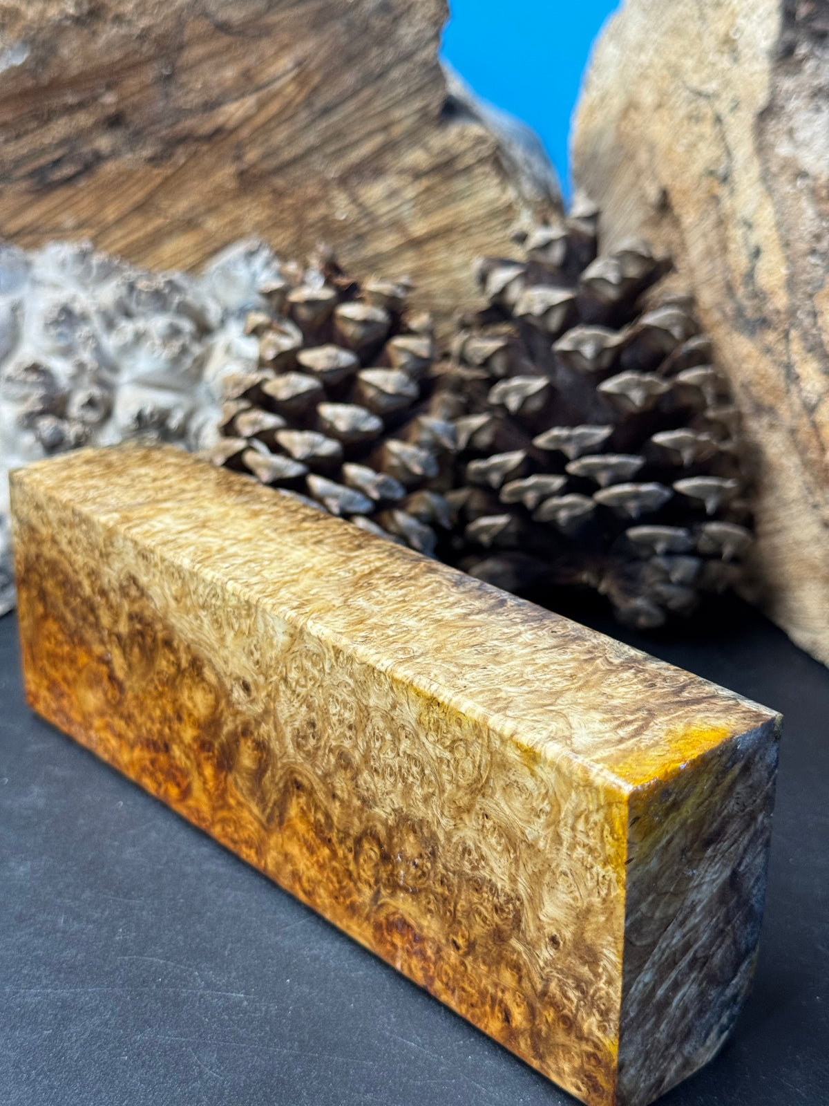 Stabilized K&G Amboyna Burl – Knife Handle, 1911 Grip & Turning Blank AB14