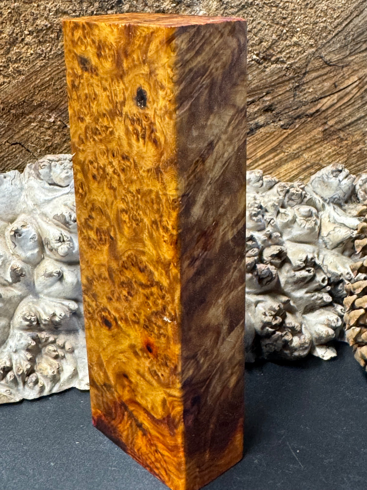 Stabilized K&G Amboyna Burl – Knife Handle, 1911 Grip & Turning Blank AB16