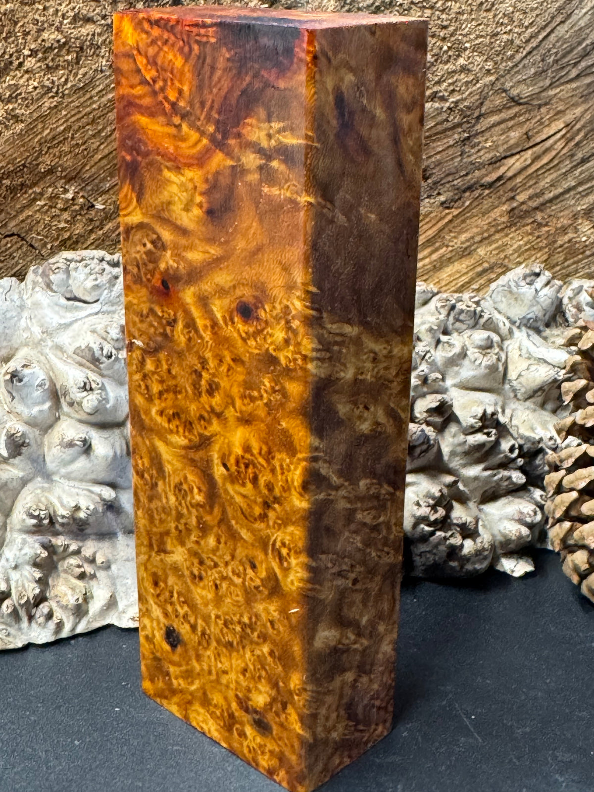 Stabilized K&G Amboyna Burl – Knife Handle, 1911 Grip & Turning Blank AB16