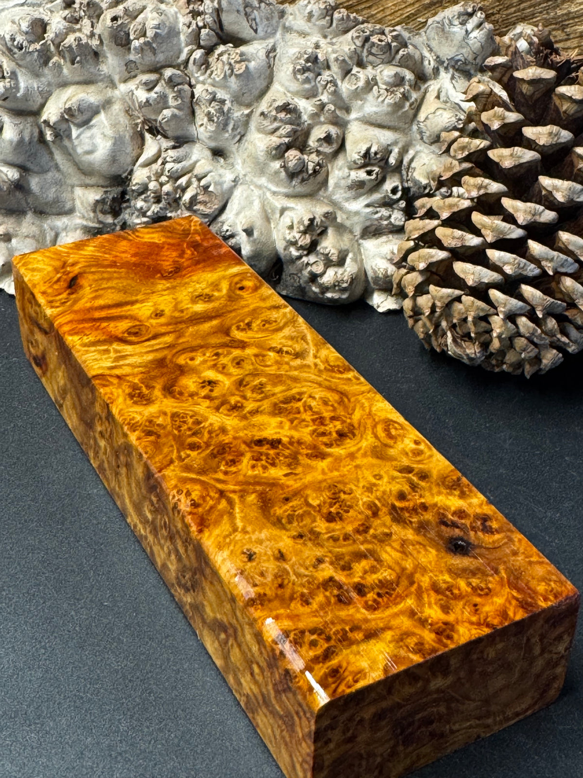 Stabilized K&G Amboyna Burl – Knife Handle, 1911 Grip & Turning Blank AB16