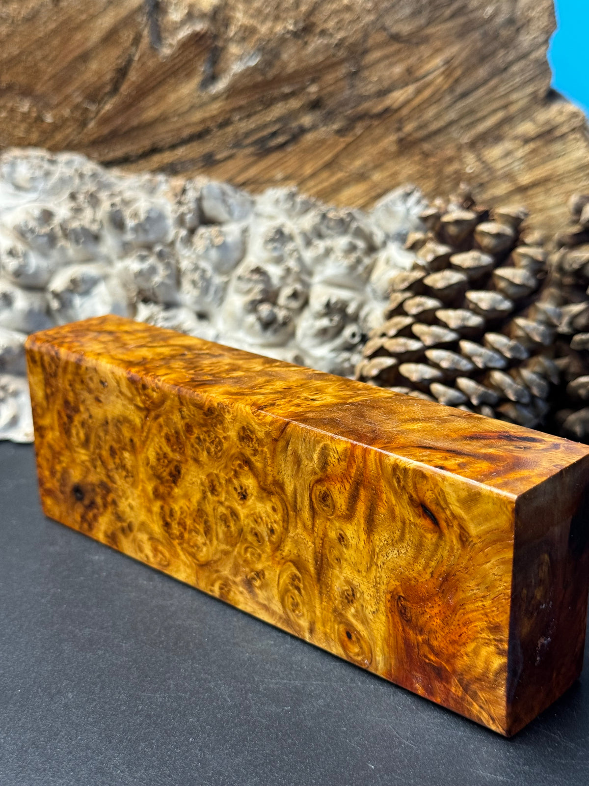 Stabilized K&G Amboyna Burl – Knife Handle, 1911 Grip & Turning Blank AB16