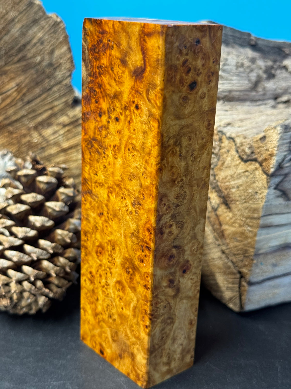 Stabilized K&G Amboyna Burl – Knife Handle, 1911 Grip & Turning Blank AB17
