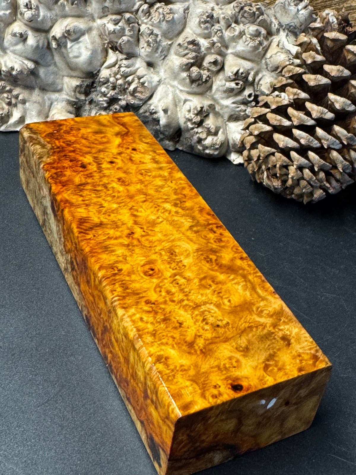 Stabilized K&G Amboyna Burl – Knife Handle, 1911 Grip & Turning Blank AB17