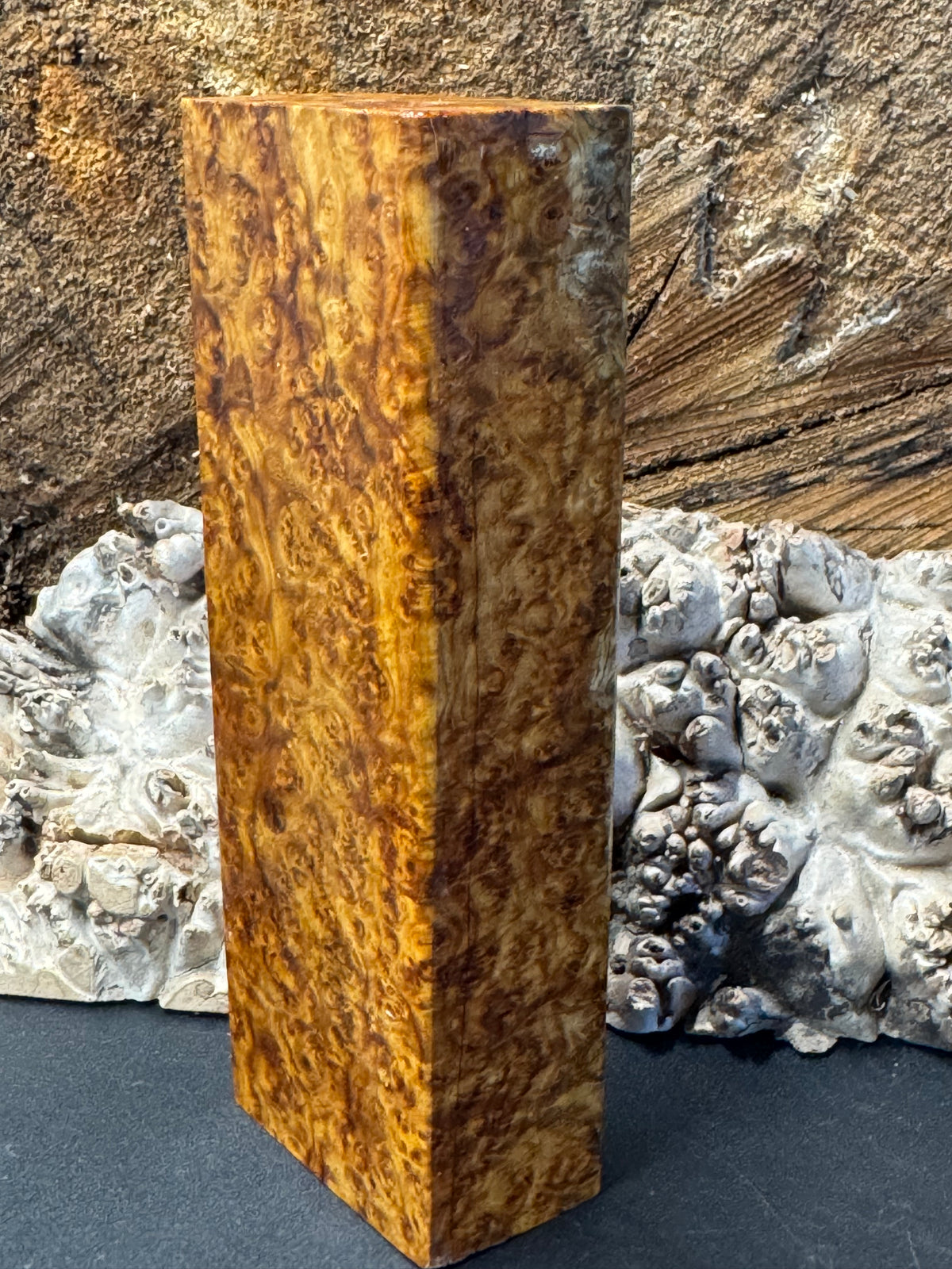 Stabilized K&G Amboyna Burl – Knife Handle, 1911 Grip & Turning Blank AB18