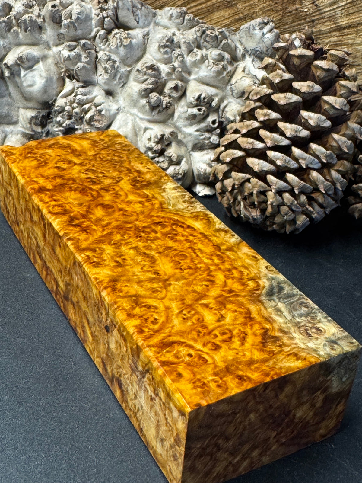 Stabilized K&G Amboyna Burl – Knife Handle, 1911 Grip & Turning Blank AB18