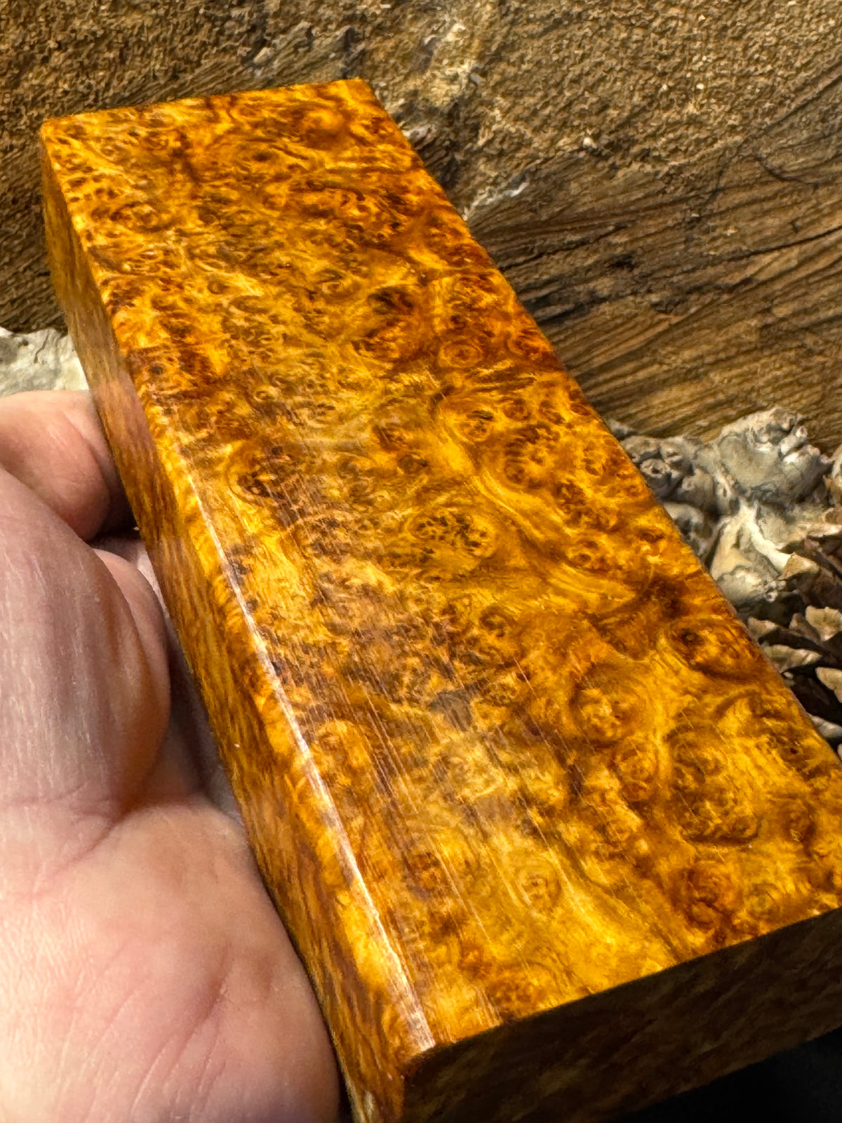 Stabilized K&G Amboyna Burl – Knife Handle, 1911 Grip & Turning Blank AB18