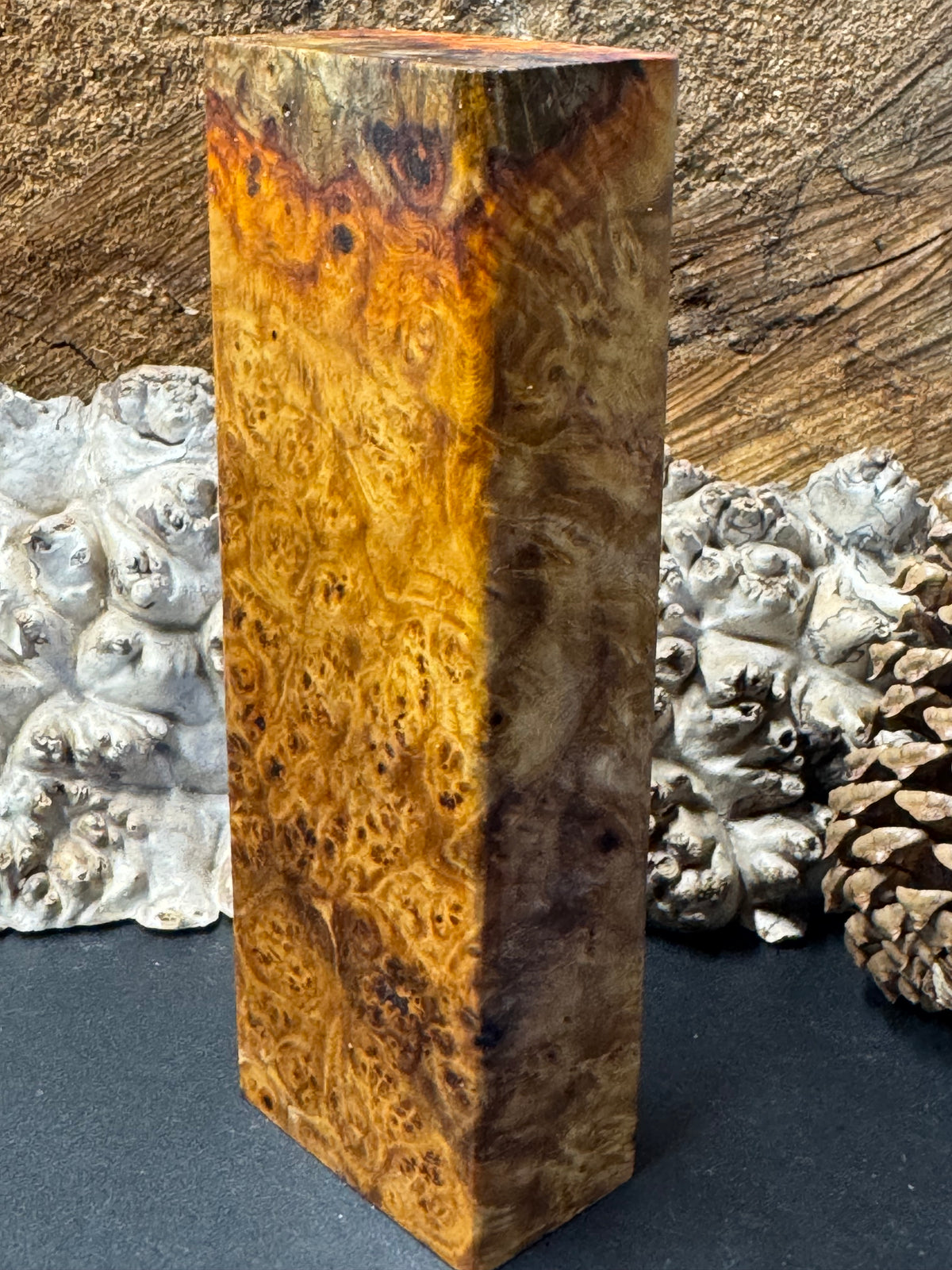 Stabilized K&G Amboyna Burl – Knife Handle, 1911 Grip & Turning Blank AB19