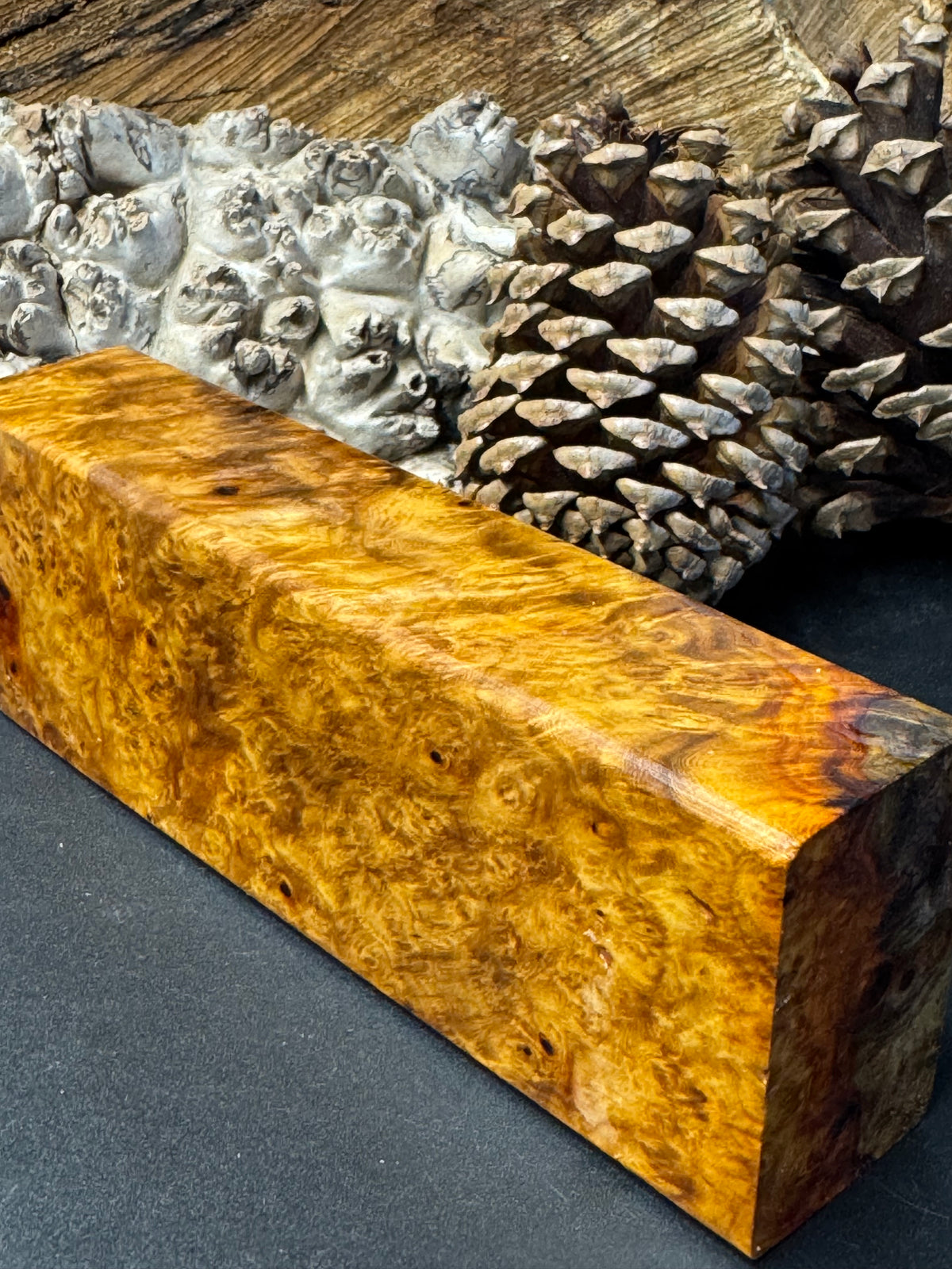 Stabilized K&G Amboyna Burl – Knife Handle, 1911 Grip & Turning Blank AB19
