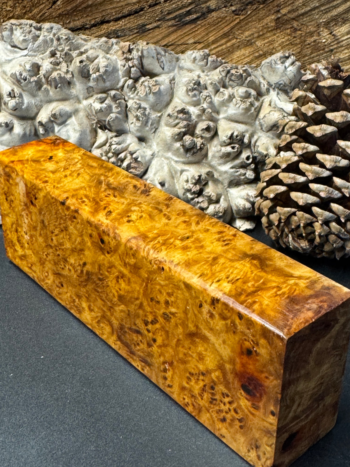 Stabilized K&G Amboyna Burl – Knife Handle, 1911 Grip & Turning Blank AB19