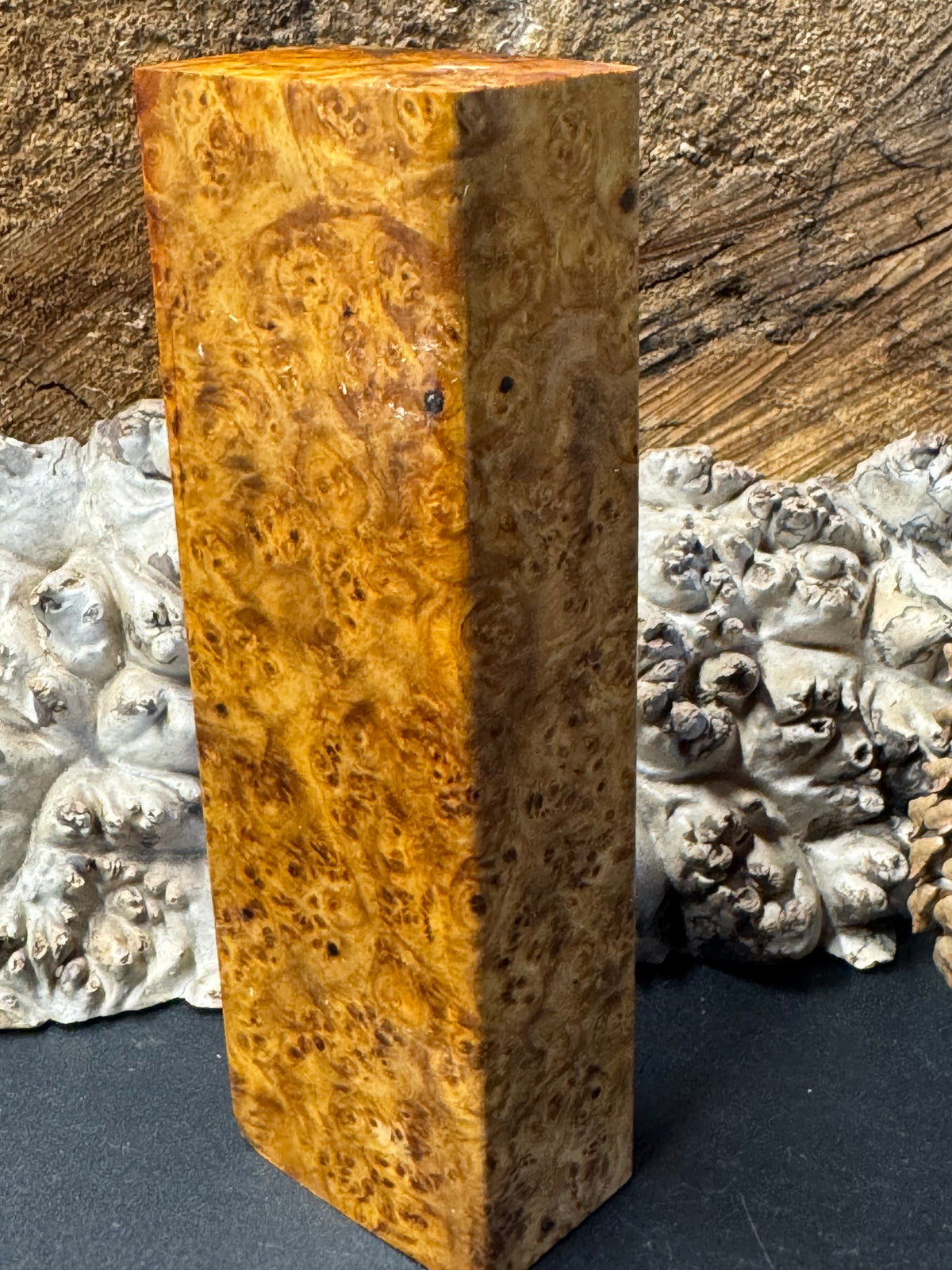 Stabilized K&G Amboyna Burl – Knife Handle, 1911 Grip & Turning Blank AB20