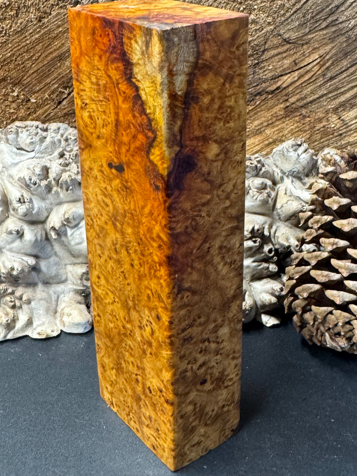 Stabilized K&G Amboyna Burl – Knife Handle, 1911 Grip & Turning Blank AB20