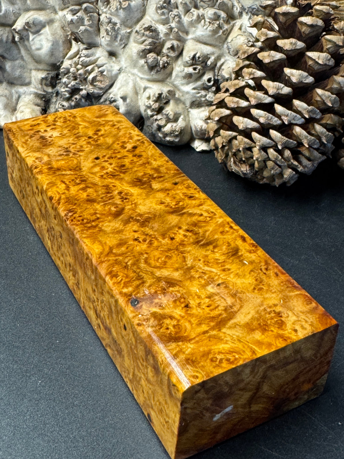 Stabilized K&G Amboyna Burl – Knife Handle, 1911 Grip & Turning Blank AB20