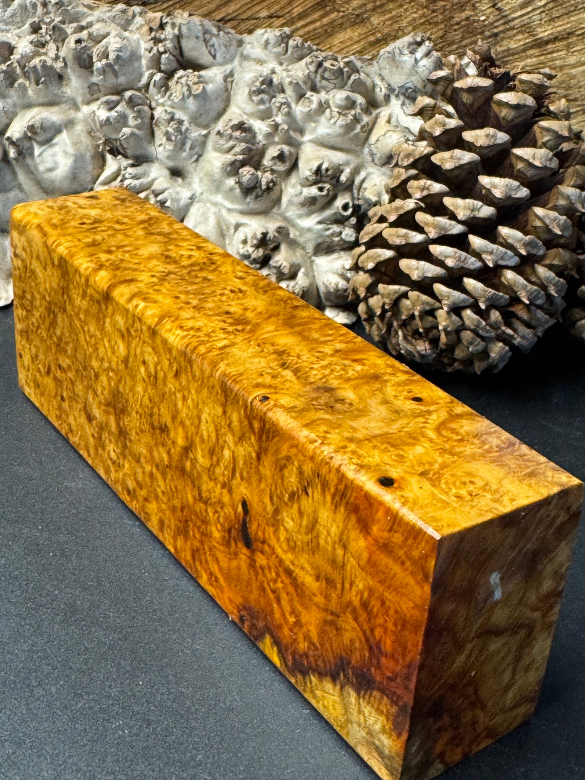Stabilized K&G Amboyna Burl – Knife Handle, 1911 Grip & Turning Blank AB20