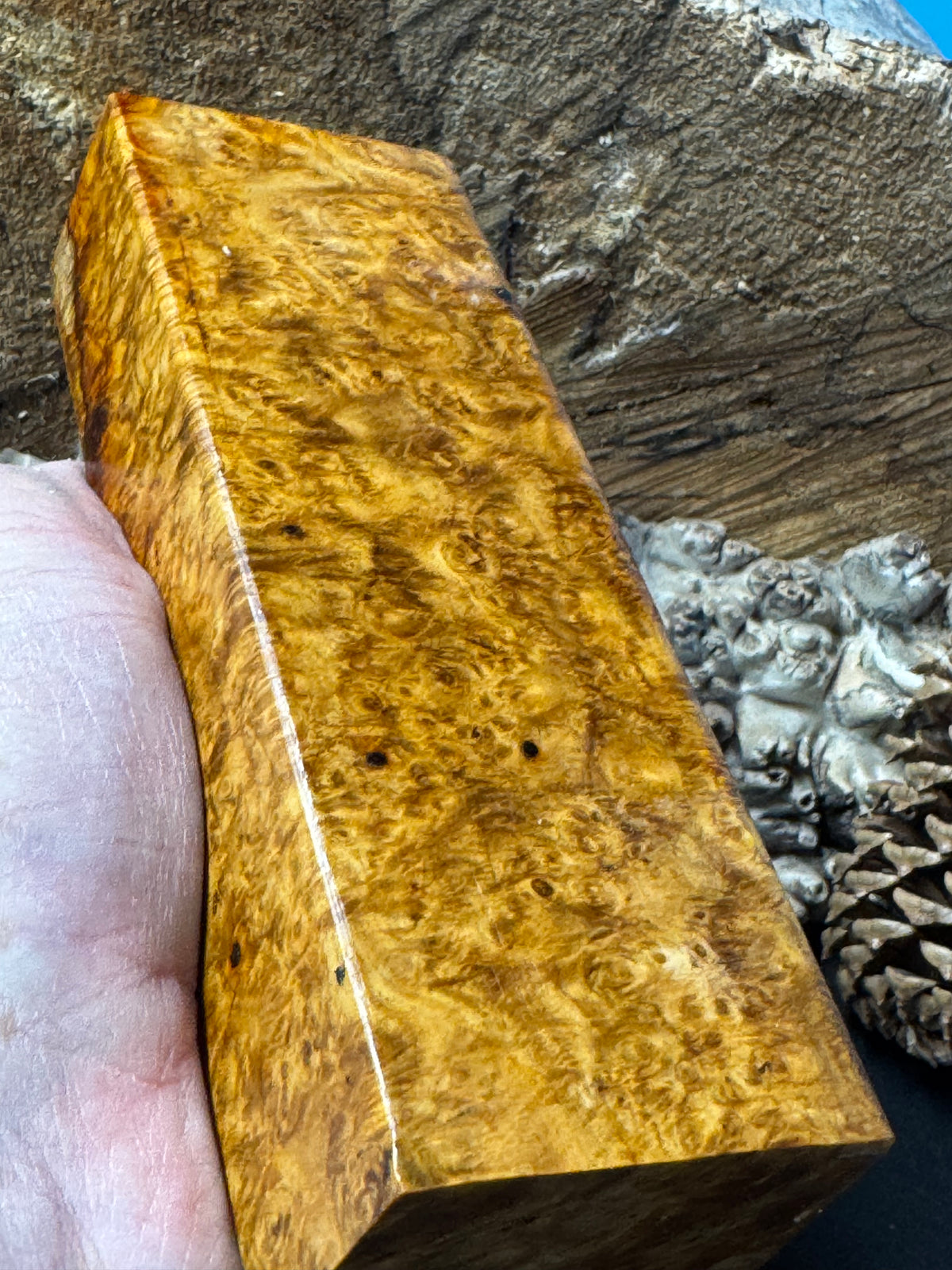 Stabilized K&G Amboyna Burl – Knife Handle, 1911 Grip & Turning Blank AB20