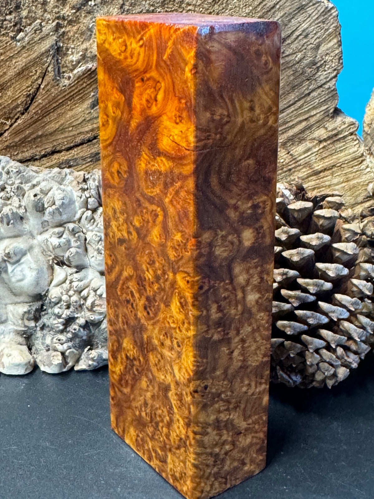 Stabilized K&G Amboyna Burl – Knife Handle, 1911 Grip & Turning Blank AB21