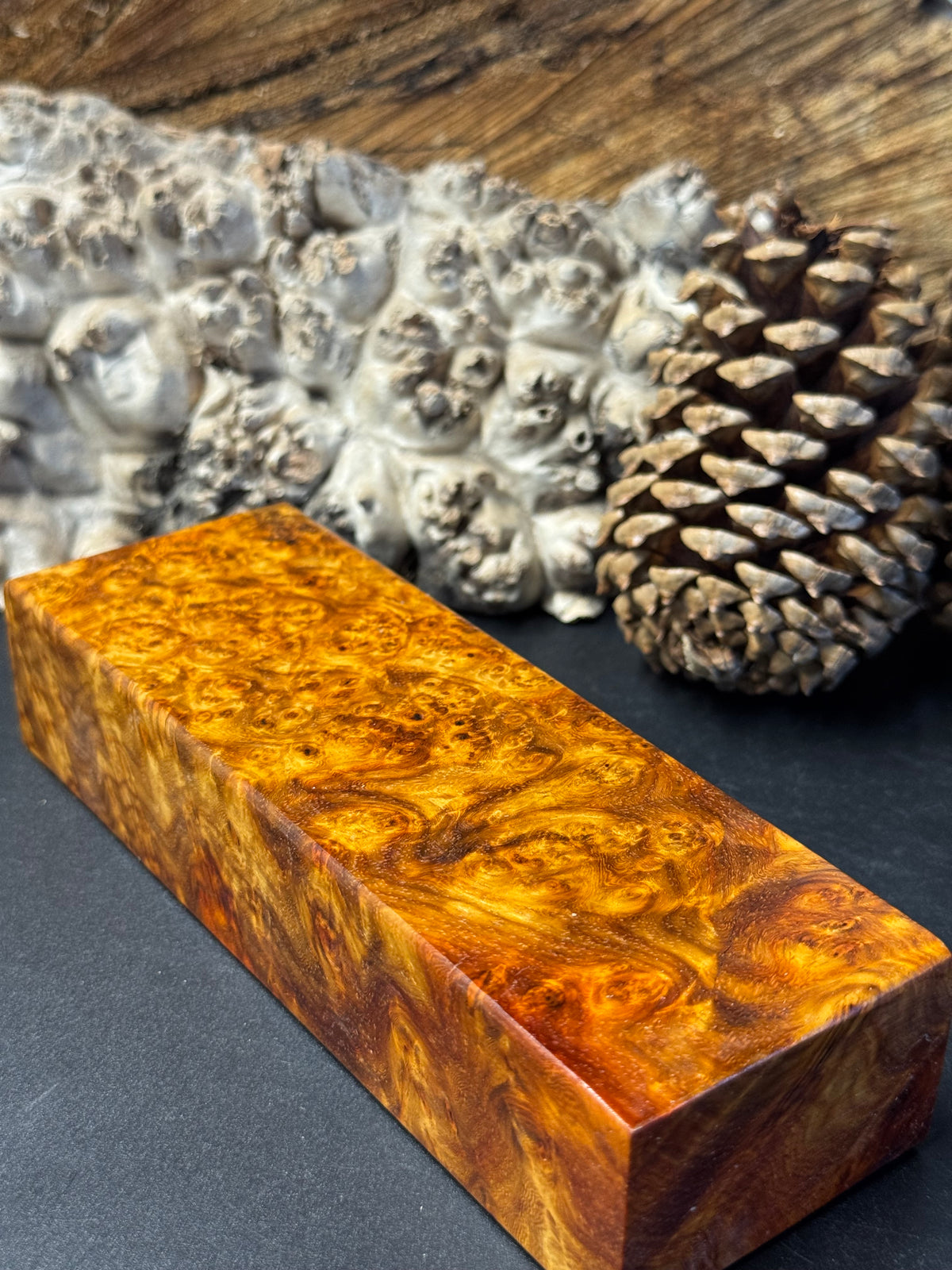 Stabilized K&G Amboyna Burl – Knife Handle, 1911 Grip & Turning Blank AB21