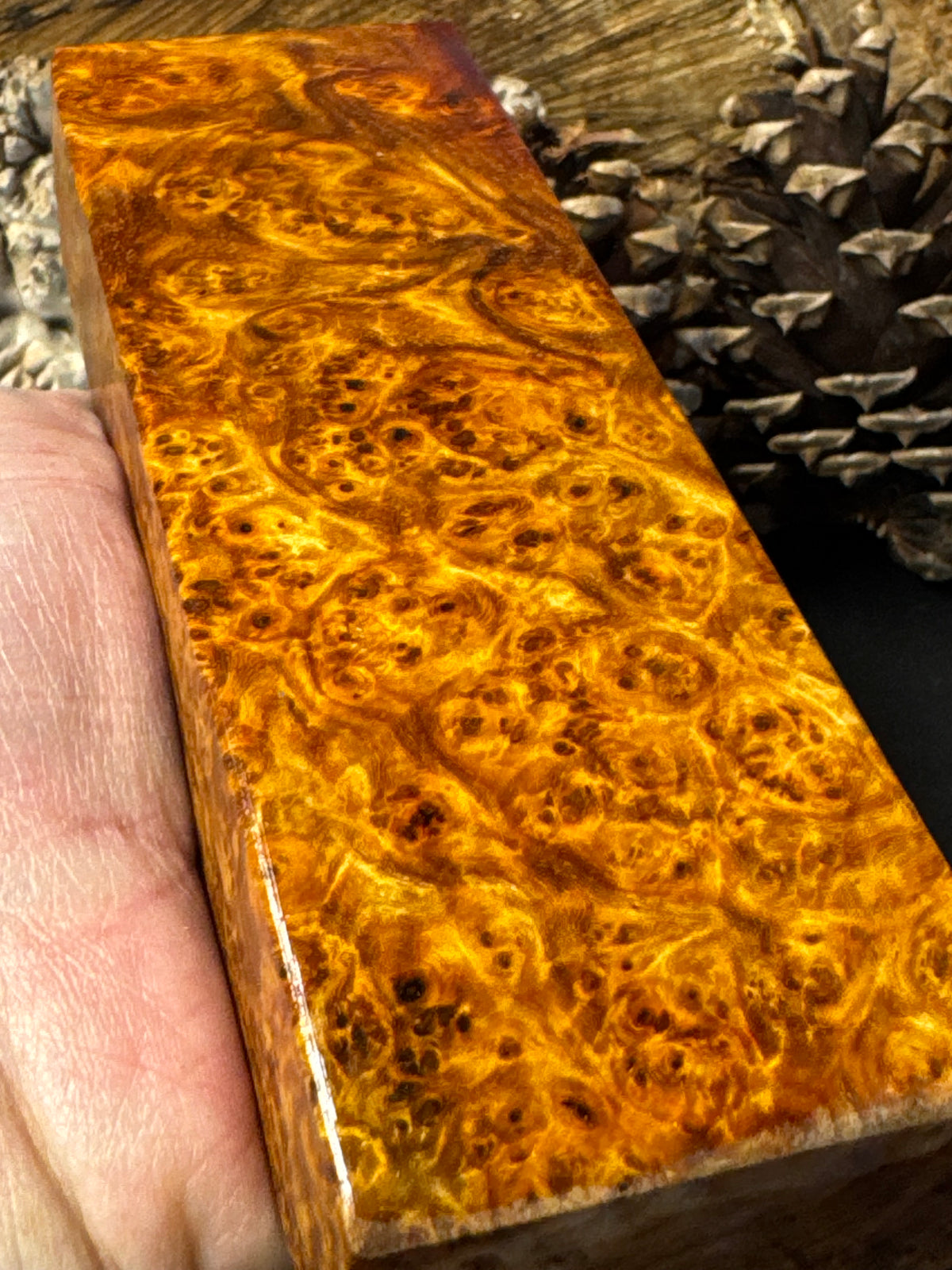 Stabilized K&G Amboyna Burl – Knife Handle, 1911 Grip & Turning Blank AB21