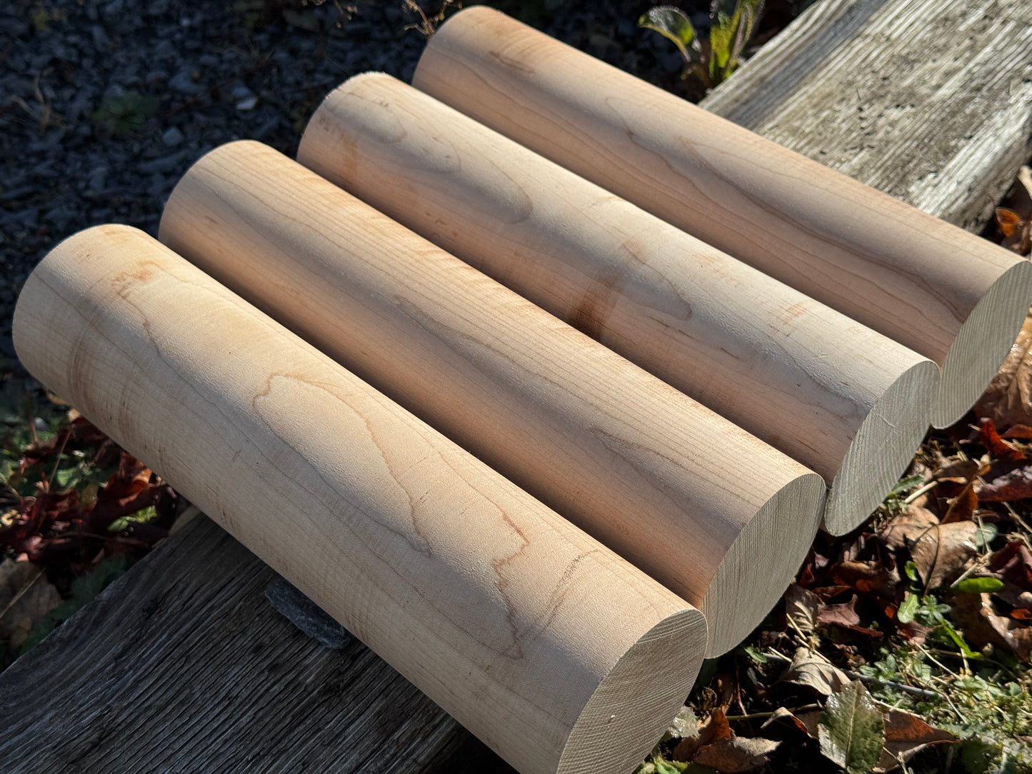 4- 3" X 12" Long Sugar Maple Pepper Mill Turning Rounds