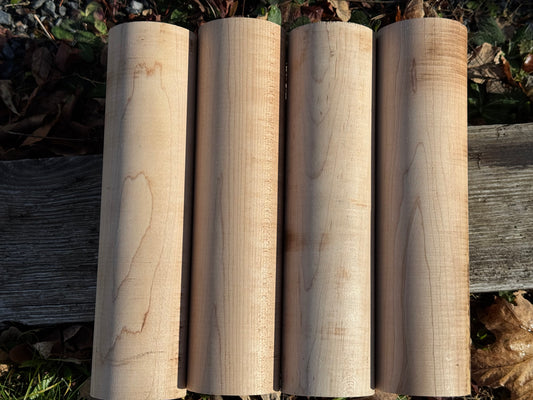 4- 3" X 12" Long Sugar Maple Pepper Mill Turning Rounds