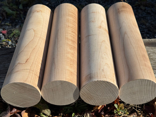 4- 3" X 12" Long Sugar Maple Pepper Mill Turning Rounds