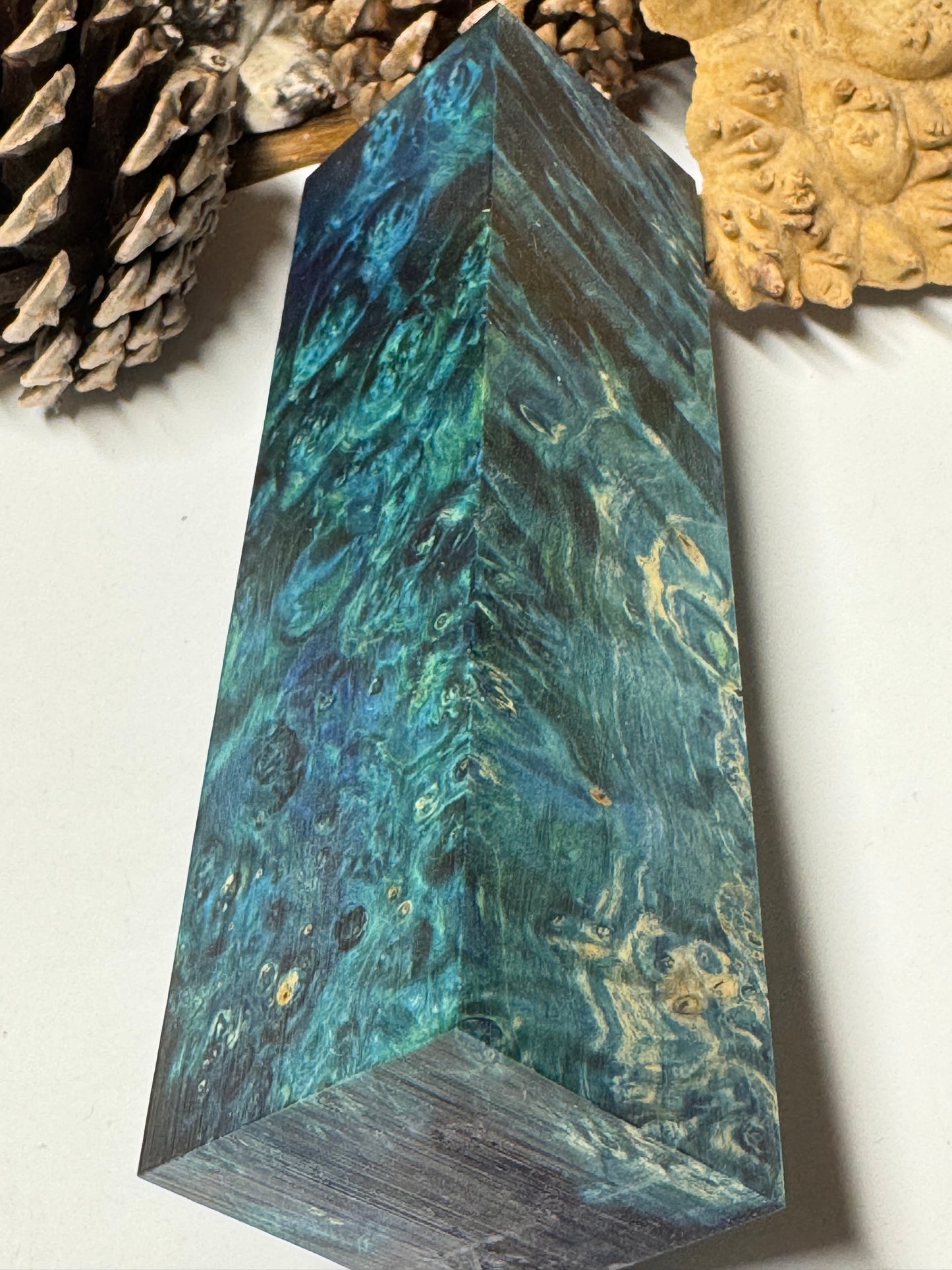 BE-2 Stabilized Box Elder Burl Block 1.625" x 1.625" x 5.98" – Premium Turning Wood & Knife Handle Material